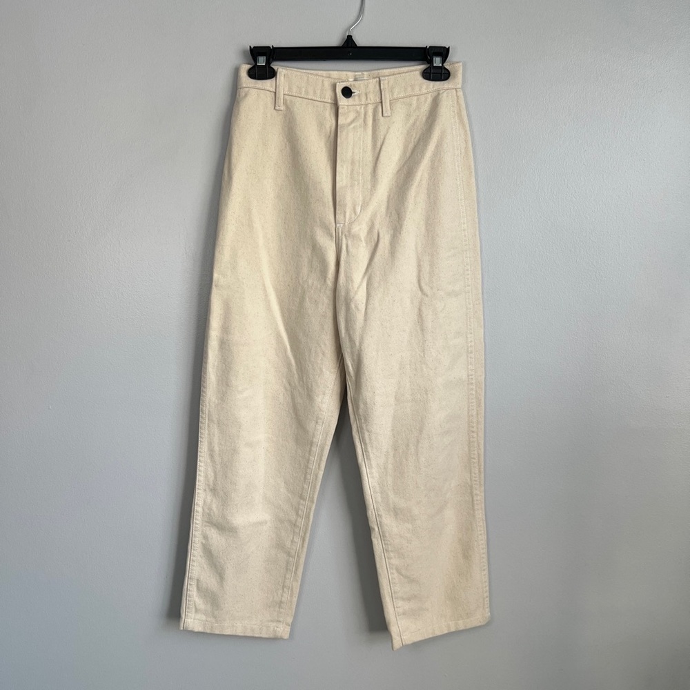 Ozma Size 27 • Cream Crop Cotton Straight Leg Pants.